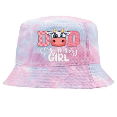 Dad of The Birthday Cow Family Cow Farm Matching Tie-Dyed Bucket Hat