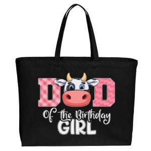 Dad of The Birthday Cow Family Cow Farm Matching Cotton Canvas Jumbo Tote