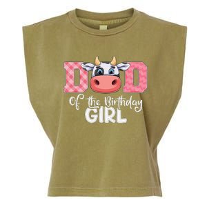 Dad of The Birthday Cow Family Cow Farm Matching Garment-Dyed Women's Muscle Tee