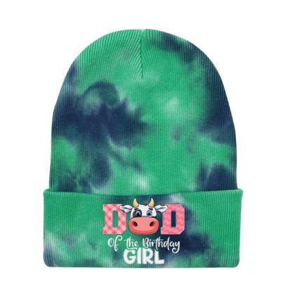 Dad of The Birthday Cow Family Cow Farm Matching Tie Dye 12in Knit Beanie