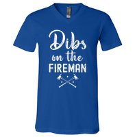 Dibs On The Fire Funny Fire Firefighter Graphic Gift V-Neck T-Shirt