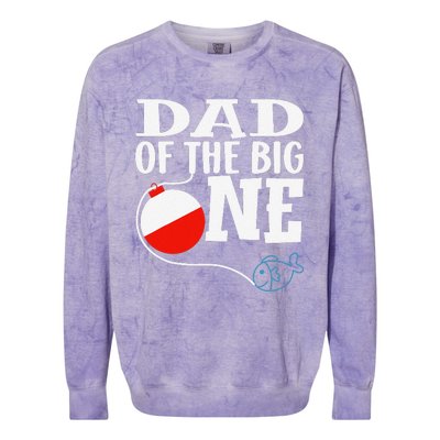 Dad Of The Big One Fishing Boy First Birthday Ofishally Colorblast Crewneck Sweatshirt