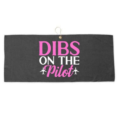 Dibs On The Pilot Airplane Pilot Wife Friend Aviation Cute Gift Large Microfiber Waffle Golf Towel