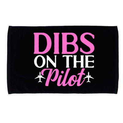 Dibs On The Pilot Airplane Pilot Wife Friend Aviation Cute Gift Microfiber Hand Towel