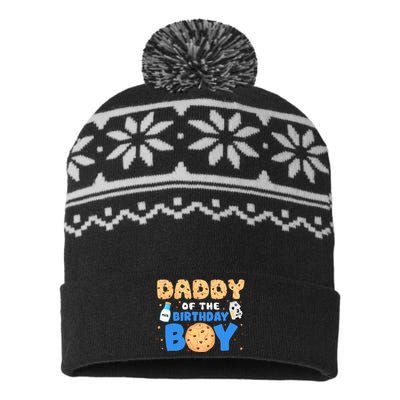 Daddy Of The Birthday Milk And Cookies 1st Birthday USA-Made Snowflake Beanie