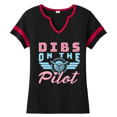 Dibs On The Pilot Airman Wife Airplane Pilot Wife Ladies Halftime Notch Neck Tee