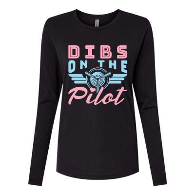 Dibs On The Pilot Airman Wife Airplane Pilot Wife Womens Cotton Relaxed Long Sleeve T-Shirt