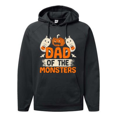 Dad Of The Monsters For Halloween Party Performance Fleece Hoodie