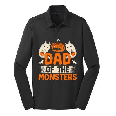 Dad Of The Monsters For Halloween Party Silk Touch Performance Long Sleeve Polo