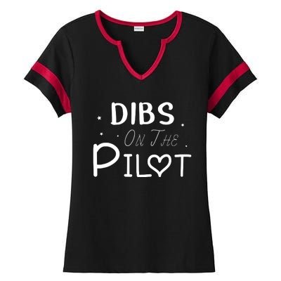 Dibs On The Pilot Gift Idea For Pilot Wife Pilot Girlfriend Ladies Halftime Notch Neck Tee