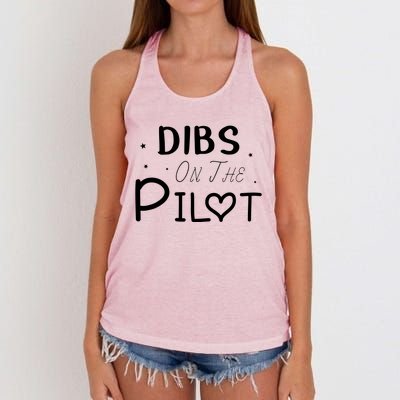 Dibs On The Pilot Gift Idea For Pilot Wife Pilot Girlfriend Women's Knotted Racerback Tank