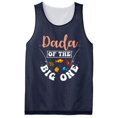 Dada Of The Big One Fishing Birthday Party Bday Celebration Mesh Reversible Basketball Jersey Tank