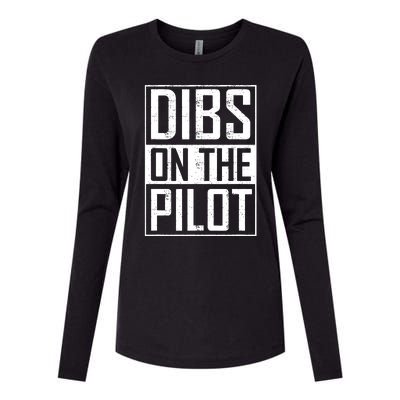 Dibs On The Pilot Wife Girlfriend Women Boy Girl Aviation Womens Cotton Relaxed Long Sleeve T-Shirt