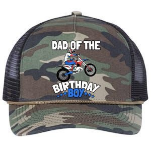 Dad Of The Birthday Boy Funny Dirt Bike Motocross Gift Retro Rope Trucker Hat Cap