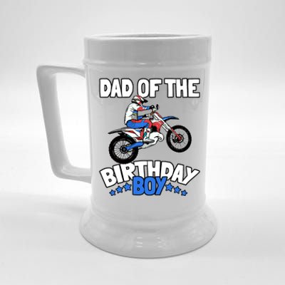 Dad Of The Birthday Boy Funny Dirt Bike Motocross Gift Beer Stein