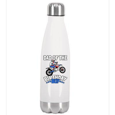 Dad Of The Birthday Boy Funny Dirt Bike Motocross Gift Stainless Steel Insulated Water Bottle