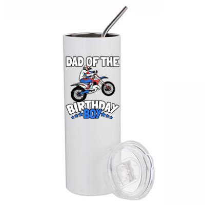 Dad Of The Birthday Boy Funny Dirt Bike Motocross Gift Stainless Steel Tumbler