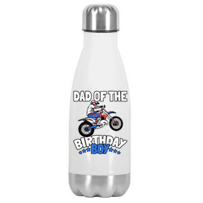 Dad Of The Birthday Boy Funny Dirt Bike Motocross Gift Stainless Steel Insulated Water Bottle