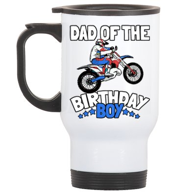 Dad Of The Birthday Boy Funny Dirt Bike Motocross Gift Stainless Steel Travel Mug