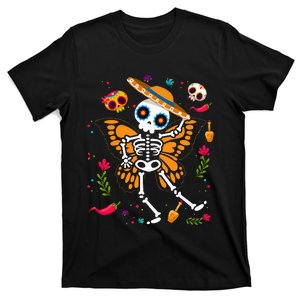 Day of the Dead Sugar Skull Skeleton Monarch Butterfly T-Shirt