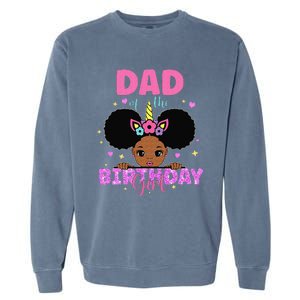 Dad Of The Birthday Melanin Afro Unicorn Princess Garment-Dyed Sweatshirt