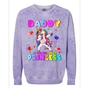 Daddy of the Birthday Princess Dabbing Unicorn Dad Colorblast Crewneck Sweatshirt