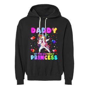 Daddy of the Birthday Princess Dabbing Unicorn Dad Garment-Dyed Fleece Hoodie