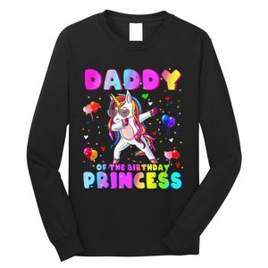 Daddy of the Birthday Princess Dabbing Unicorn Dad Long Sleeve Shirt