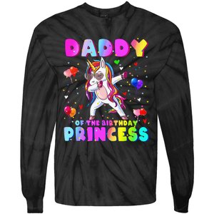 Daddy of the Birthday Princess Dabbing Unicorn Dad Tie-Dye Long Sleeve Shirt