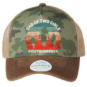 Dad Of Two Outnumbered Retro 2 Daughters Fathers Day Legacy Tie Dye Trucker Hat