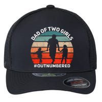 Dad Of Two Outnumbered Retro 2 Daughters Fathers Day Flexfit Unipanel Trucker Cap