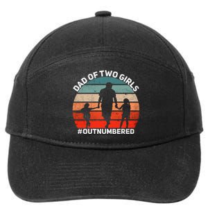 Dad Of Two Outnumbered Retro 2 Daughters Fathers Day 7-Panel Snapback Hat