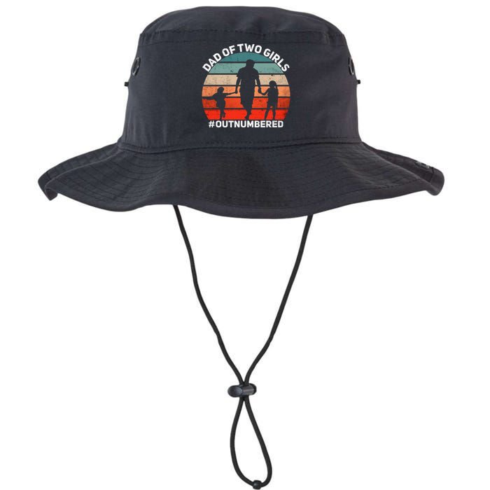 Dad Of Two Outnumbered Retro 2 Daughters Fathers Day Legacy Cool Fit Booney Bucket Hat