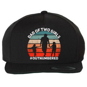 Dad Of Two Outnumbered Retro 2 Daughters Fathers Day Wool Snapback Cap