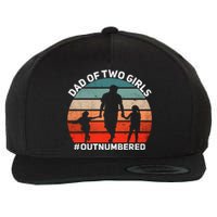 Dad Of Two Outnumbered Retro 2 Daughters Fathers Day Wool Snapback Cap