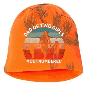 Dad Of Two Outnumbered Retro 2 Daughters Fathers Day Kati - Camo Knit Beanie