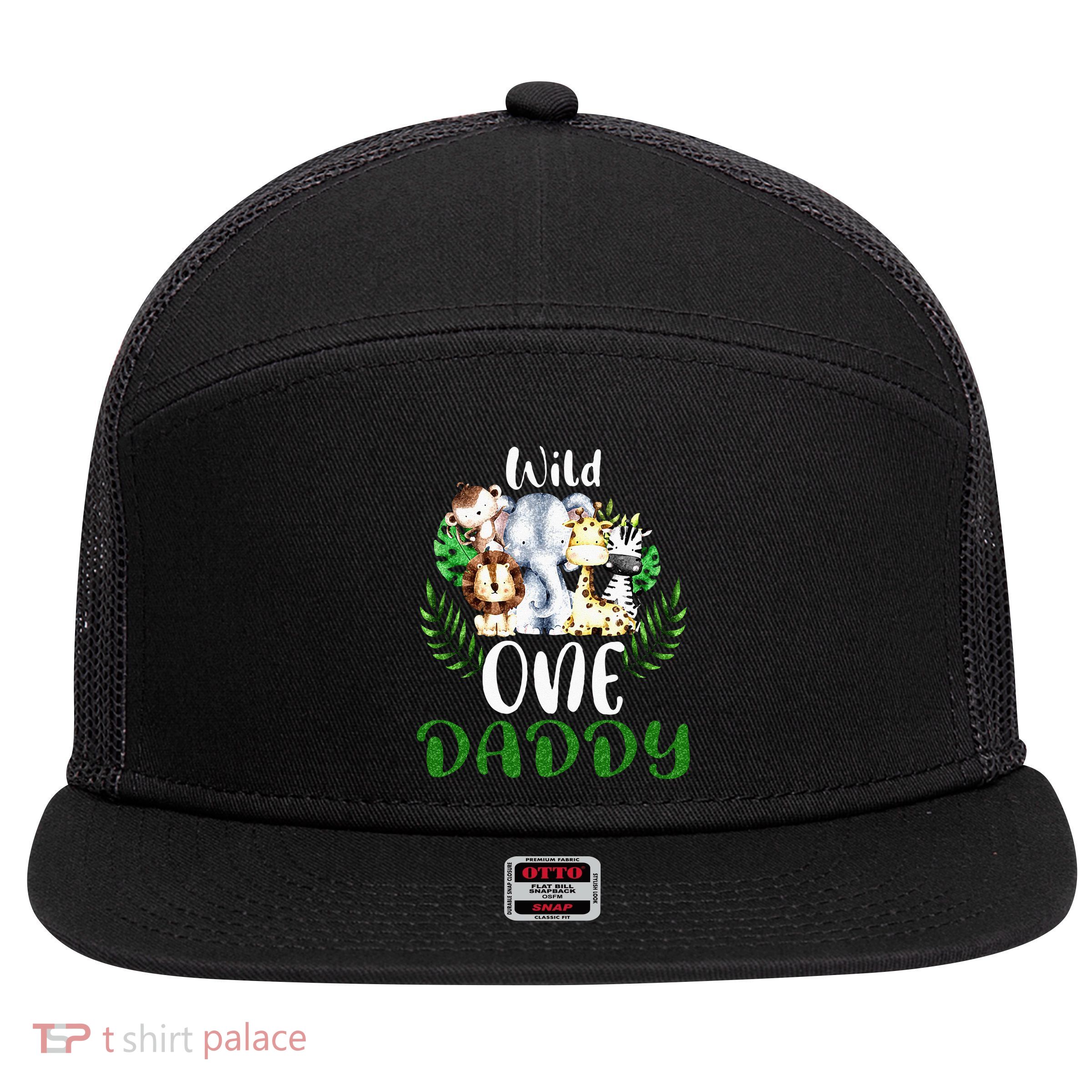 Daddy Of The Wild One Zoo Birthday Safari Jungle Animal 7 Panel Mesh Trucker Snapback Hat