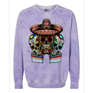 Day Of The Dead Tri Sugar Skulls Colorblast Crewneck Sweatshirt