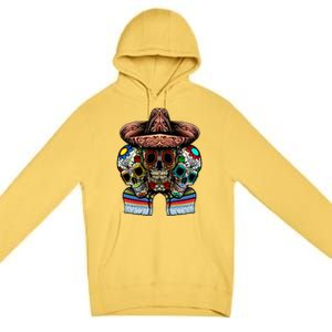 Day Of The Dead Tri Sugar Skulls Premium Pullover Hoodie