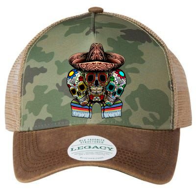 Day Of The Dead Tri Sugar Skulls Legacy Tie Dye Trucker Hat