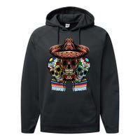 Day Of The Dead Tri Sugar Skulls Performance Fleece Hoodie