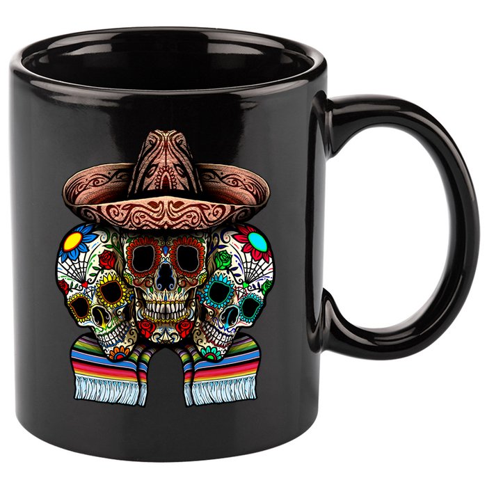 Day Of The Dead Tri Sugar Skulls 11oz C Handle Ceramic Mug
