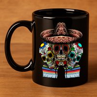Day Of The Dead Tri Sugar Skulls 11oz C Handle Ceramic Mug