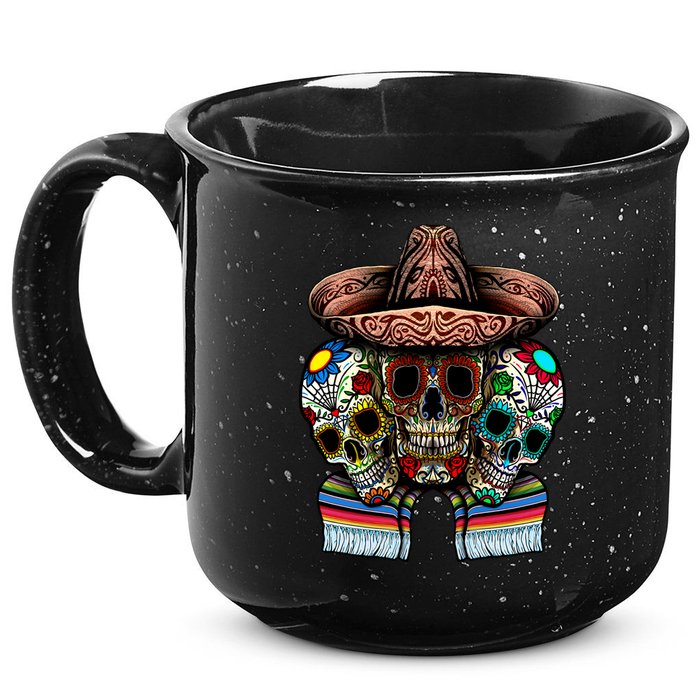 Day Of The Dead Tri Sugar Skulls 15oz Campfire Ceramic Mug