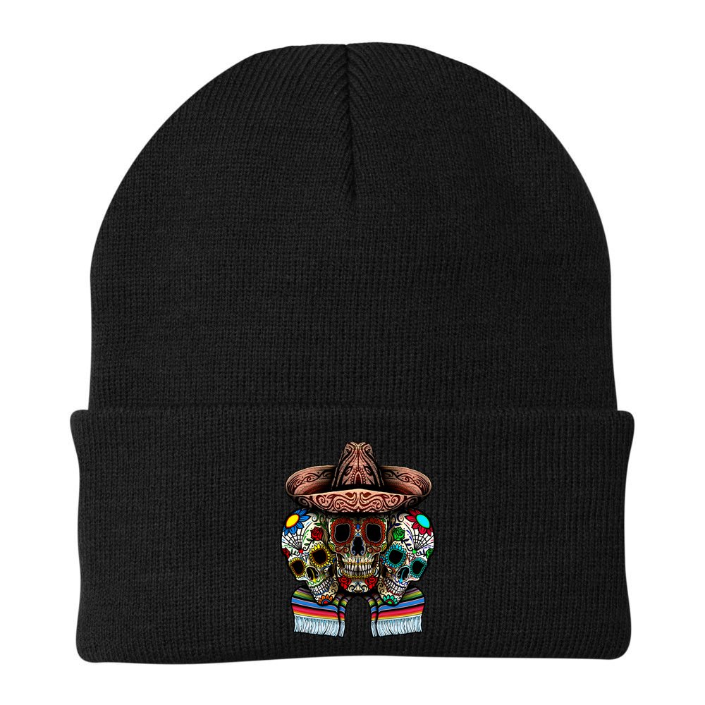 Day Of The Dead Tri Sugar Skulls Beanie