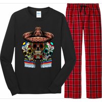 Day Of The Dead Tri Sugar Skulls Long Sleeve Pajama Set