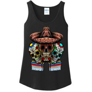 Day Of The Dead Tri Sugar Skulls Ladies Essential Tank