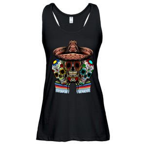 Day Of The Dead Tri Sugar Skulls Ladies Essential Flowy Tank