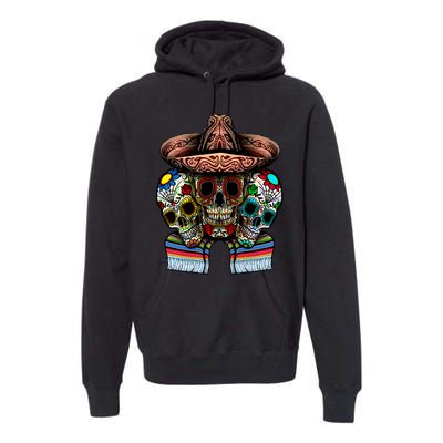 Day Of The Dead Tri Sugar Skulls Premium Hoodie