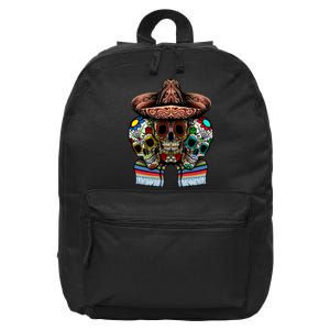 Day Of The Dead Tri Sugar Skulls 16 in Basic Backpack